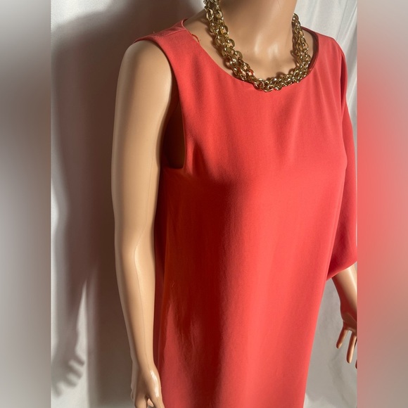 Adrianna Papell Coral One-Shoulder Draped Shift Dress Size 4 - Picture 3 of 10